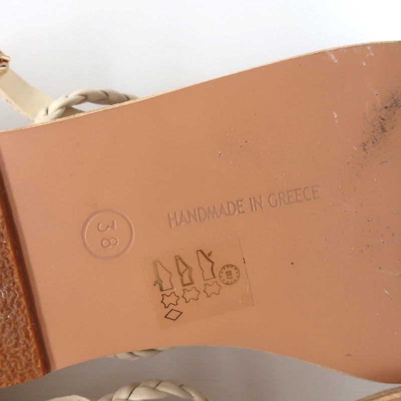 Ancient Greek Sandals Irida Slingback Sandals Off-White Braided Leather Size 38