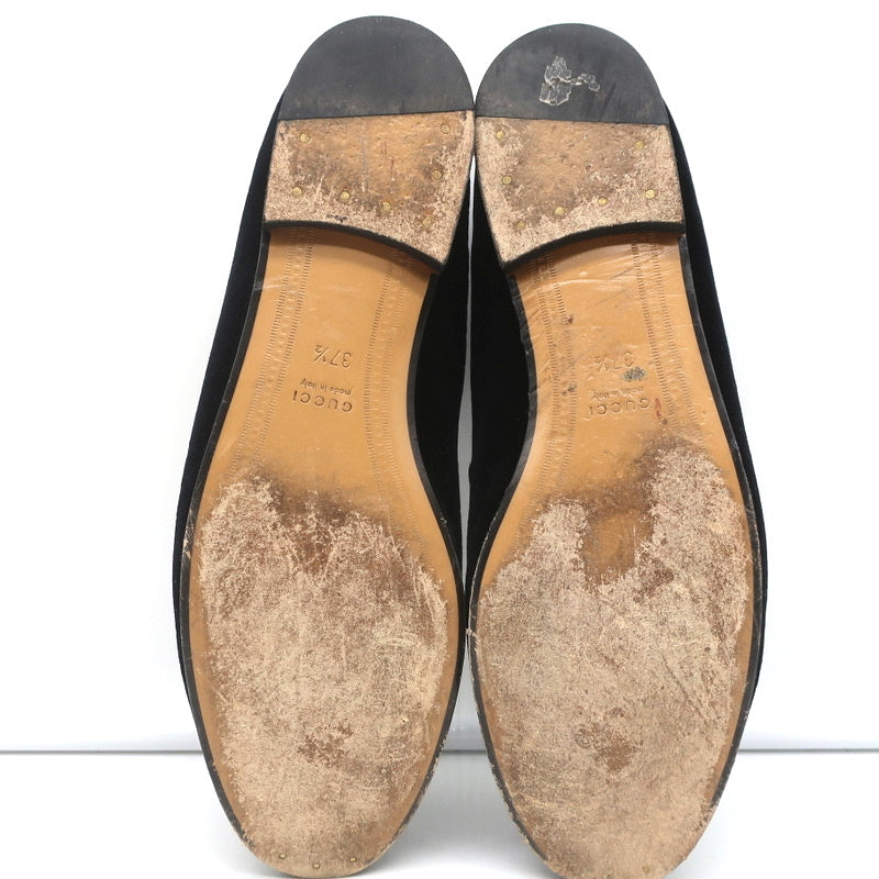Gucci Jordaan Horsebit Loafers Black Velvet Size 37.5