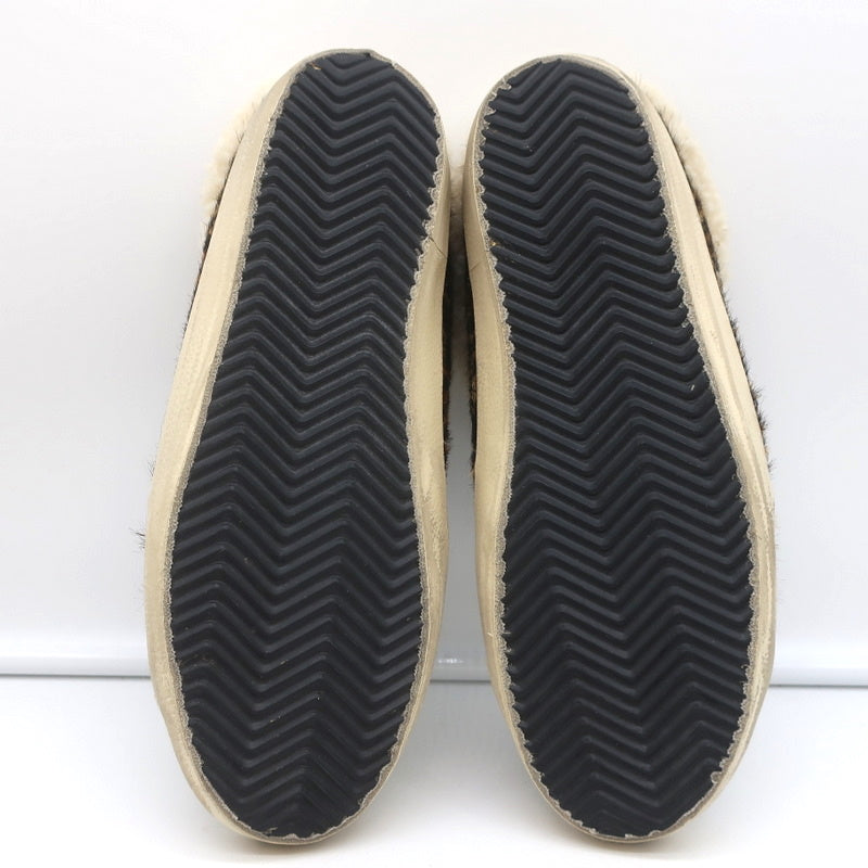 Golden Goose Superstar Sabot Shearling Sneakers Leopard Print Calf Hair Size 37