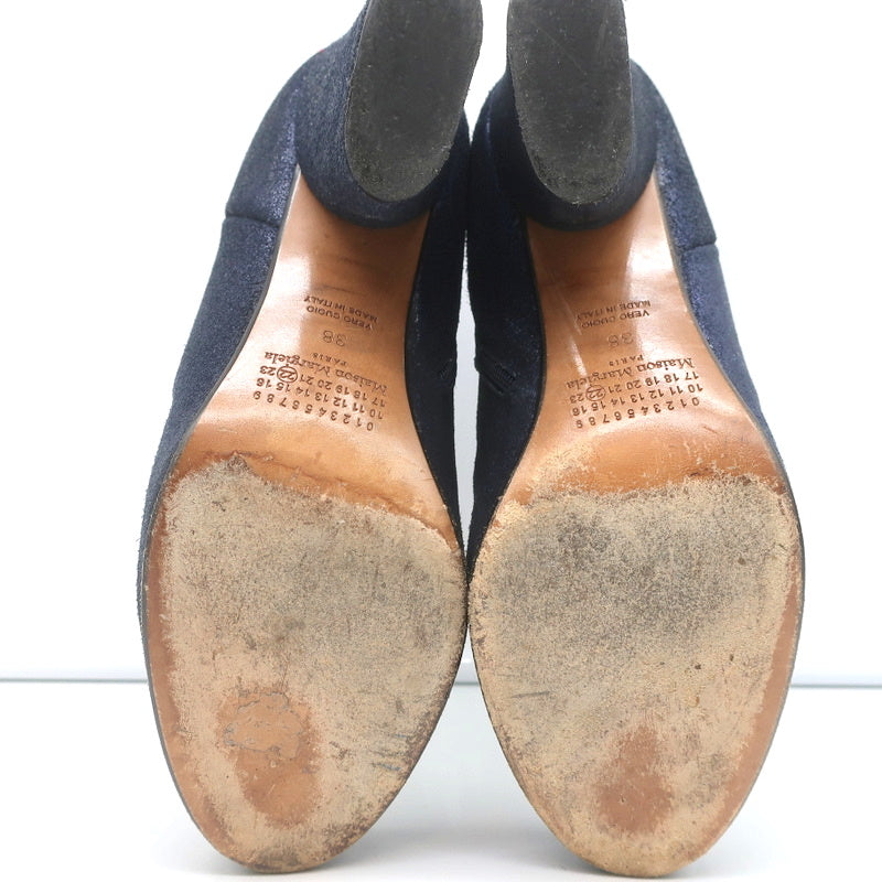 Maison Margiela Ankle Boots Navy Metallic Suede Size 38