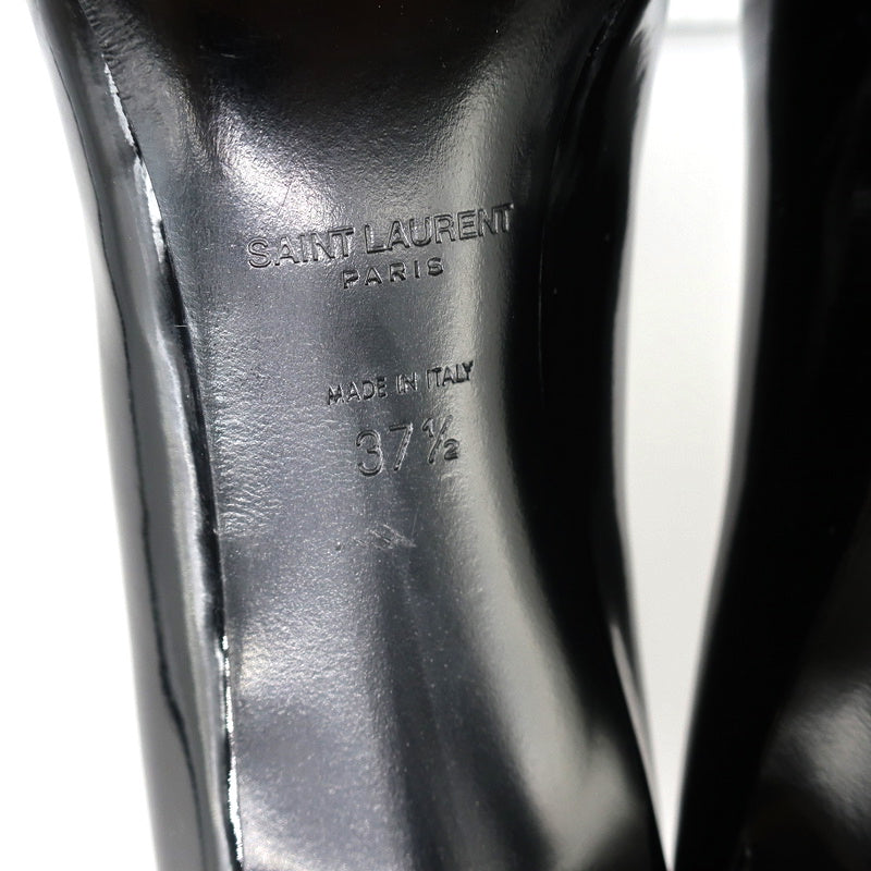 Saint Laurent Paris 80 Pumps Black Patent Leather Size 37.5 Pointed Toe Heels