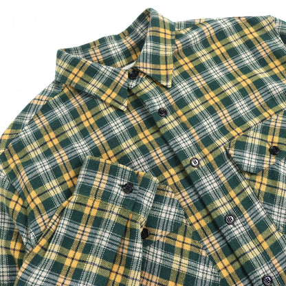 CELINE Long sleeve shirt 2C574954R Outer material: 52% cotton, Outer material: 34% wool, Outer material: 12% nylon, Outer material: 2% polyester Green Yellow type Loose Lumberjack mens 41