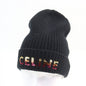 CELINE Knit cap 2A07Z666Q wool Black type Embroidered Beanie