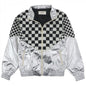 CELINE Blouson 2W420819L Nylon Silver White Black Loose Checkerboard Boule 46
