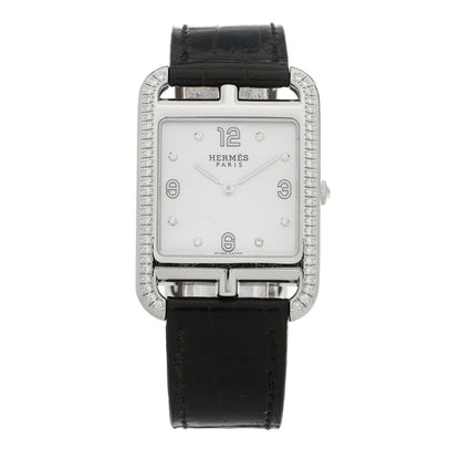Stainless Steel Alligator Diamond Bezel Mother of Pearl 29mm Cape Cod Quartz Watch Noir