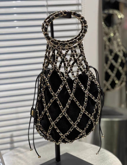 Chanel Luxury Velvet Black Handbag Rovelle Bags