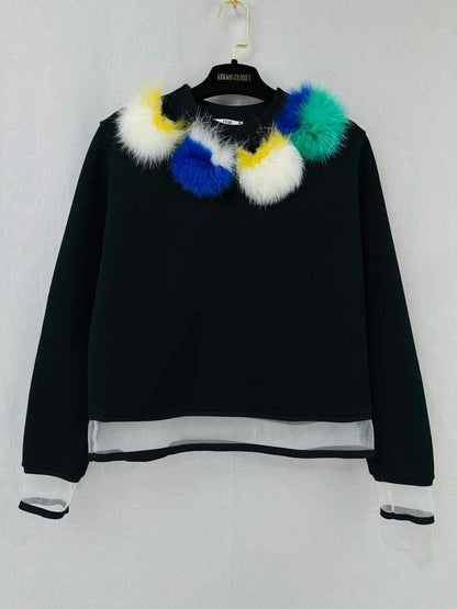 FENDI Pom Pom Black Multicolor Size US 2 Sweatshirt Rovelle Bags