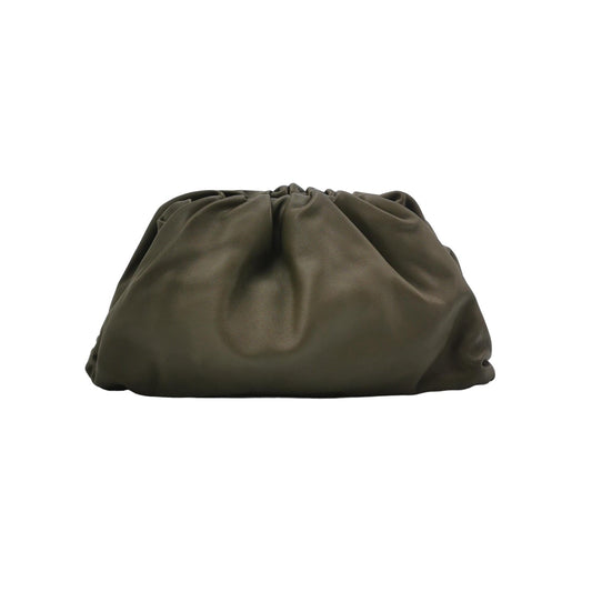 Bottega Veneta Pouch Calfskin Leather Dark Green Large