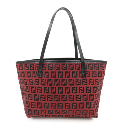 FENDI Zucchino Canvas Leather Mini Tote Bag Red Black 8BH056 Rovelle Bags