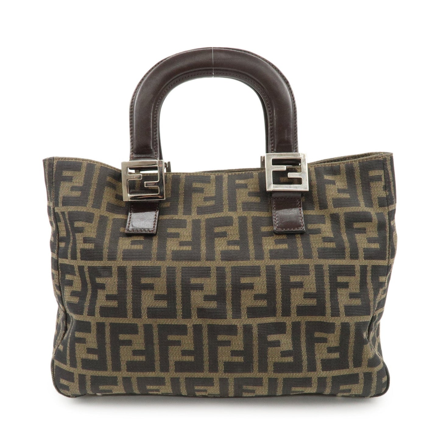 FENDI Zucca Canvas Leather Tote Bag Brown Black 26329 Rovelle Bags