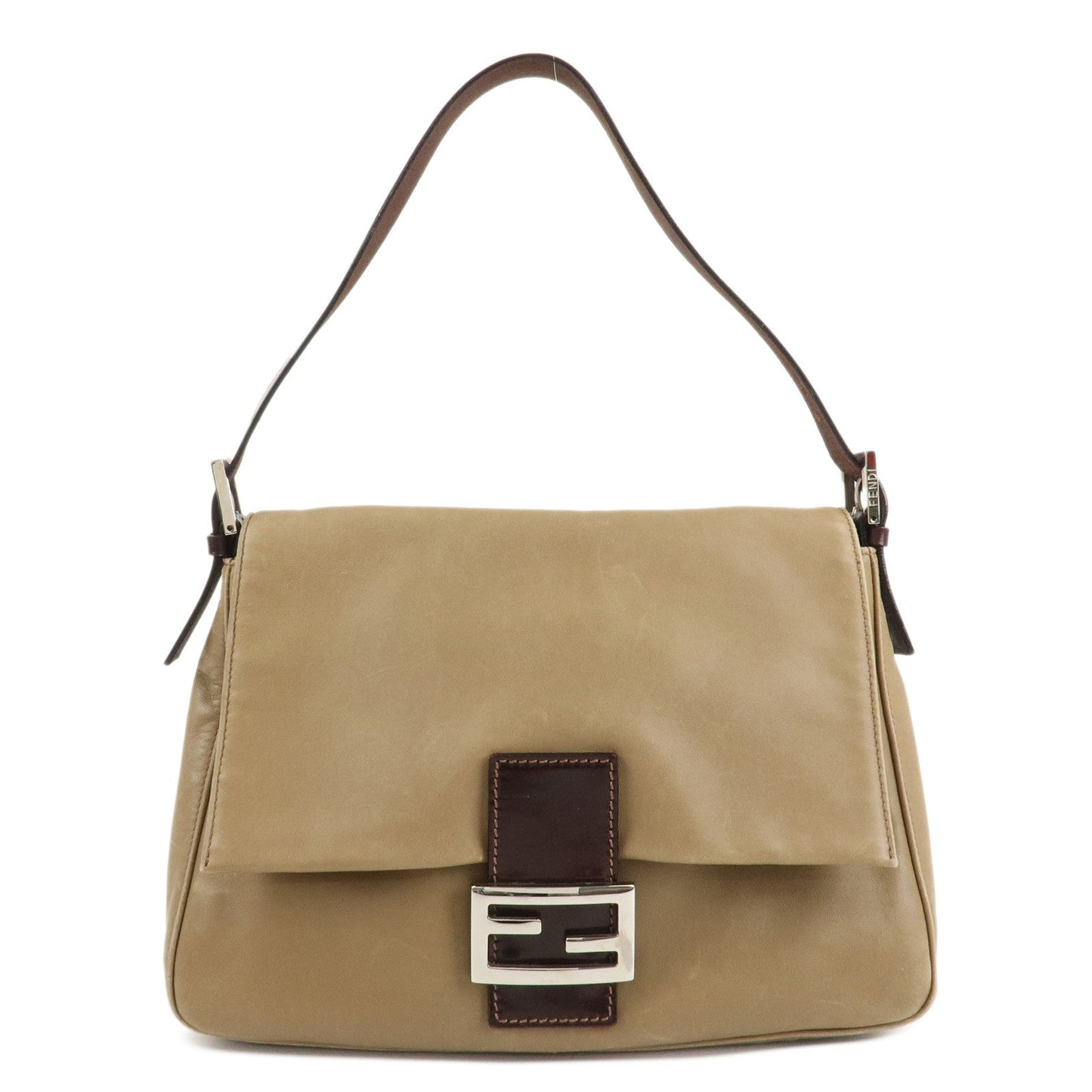 FENDI Mamma Baguette Leather Shoulder Bag Hand Bag Beige Rovelle Bags