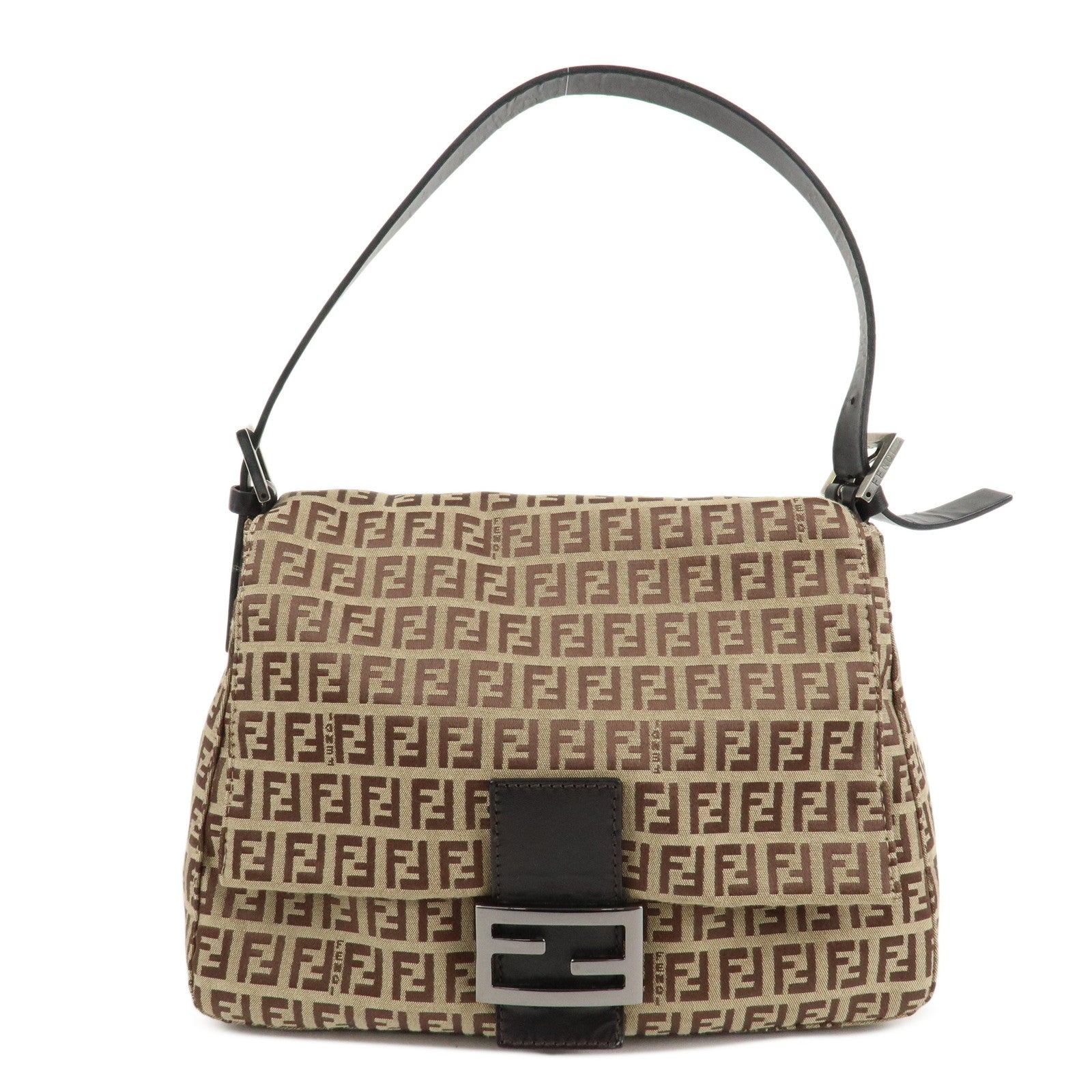 FENDI Zucchino Canvas Leather Mamma Bucket Shoulder Bag 8BR001 Rovelle Bags