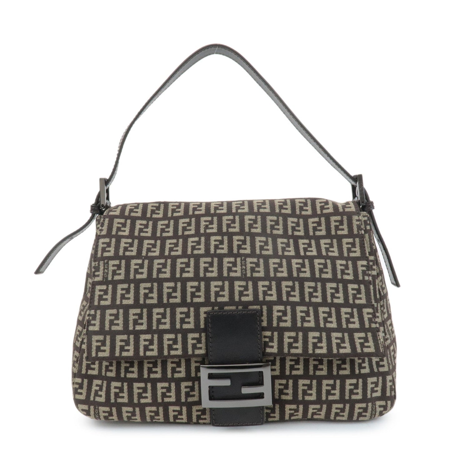 FENDI Mamma Baguette Zucchino Canvas Leather Shoulder Bag 8BR001 Rovelle Bags