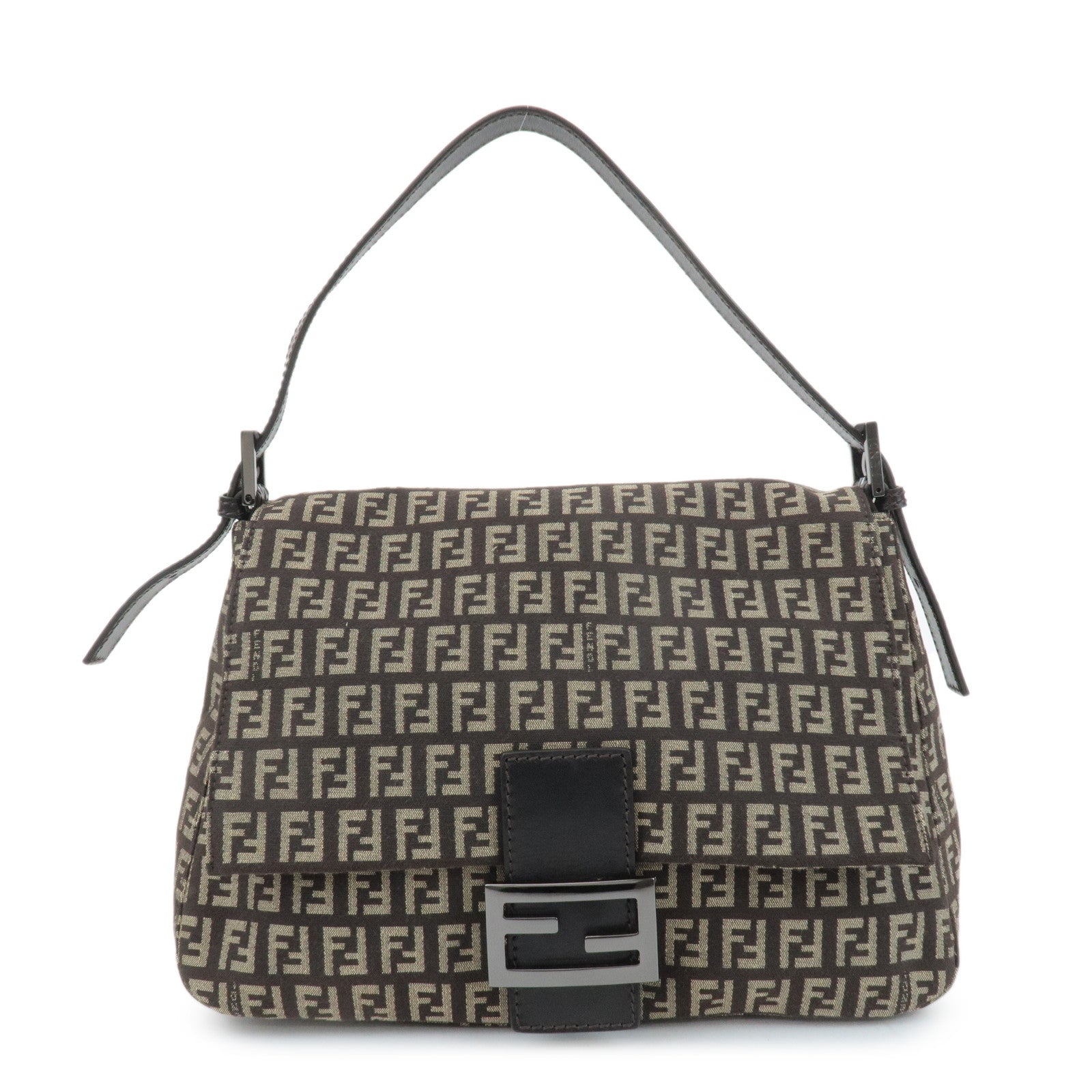 FENDI Mamma Baguette Zucchino Canvas Leather Shoulder Bag 8BR001 Rovelle Bags