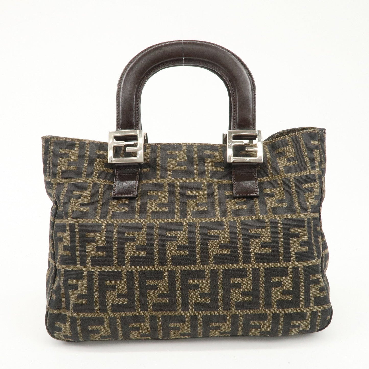 FENDI Zucca Canvas Leather Tote Bag Brown Black 26329 Rovelle Bags