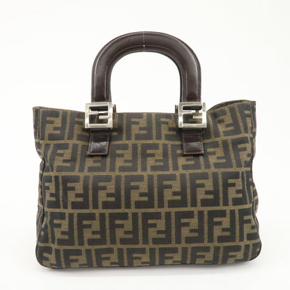 FENDI Zucca Canvas Leather Tote Bag Brown Black 26329 Rovelle Bags