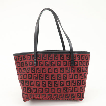 FENDI Zucchino Canvas Leather Mini Tote Bag Red Black 8BH056 Rovelle Bags