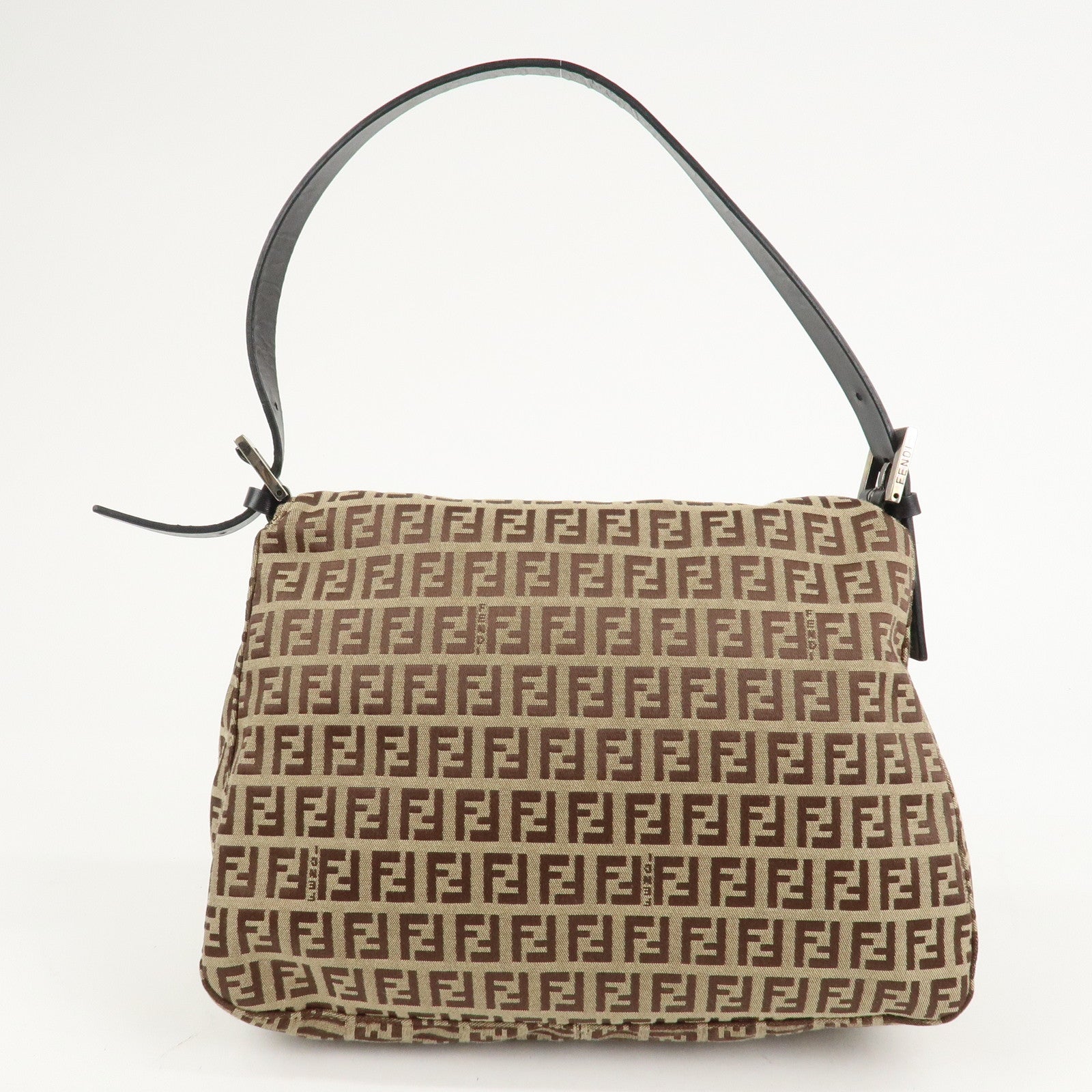 FENDI Zucchino Canvas Leather Mamma Bucket Shoulder Bag 8BR001 Rovelle Bags