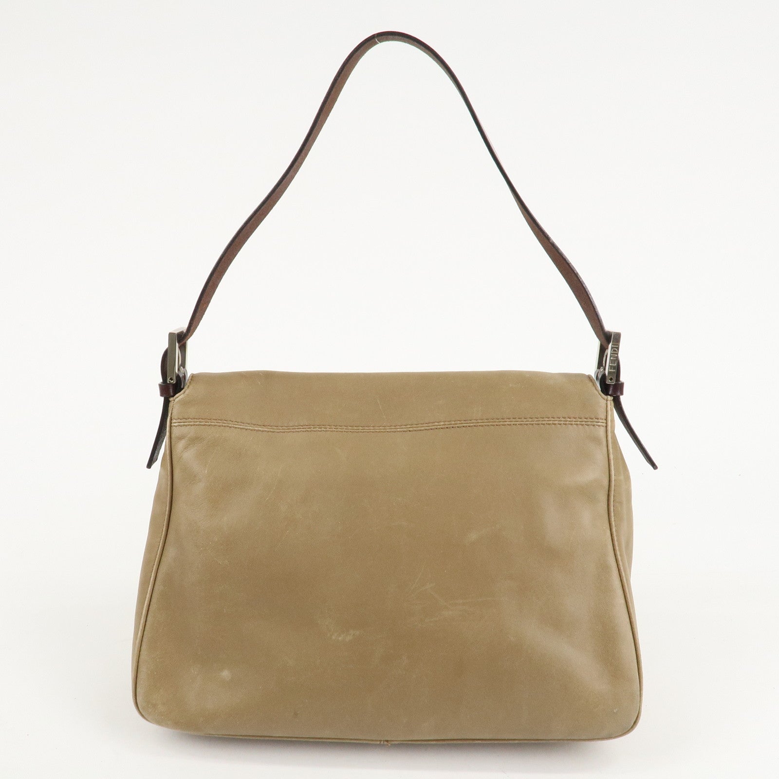 FENDI Mamma Baguette Leather Shoulder Bag Hand Bag Beige Rovelle Bags