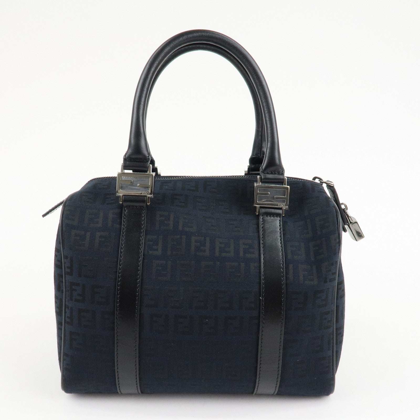 FENDI Zucca PVC Enamel Mini Boston Bag Black 8BL068 Rovelle Bags