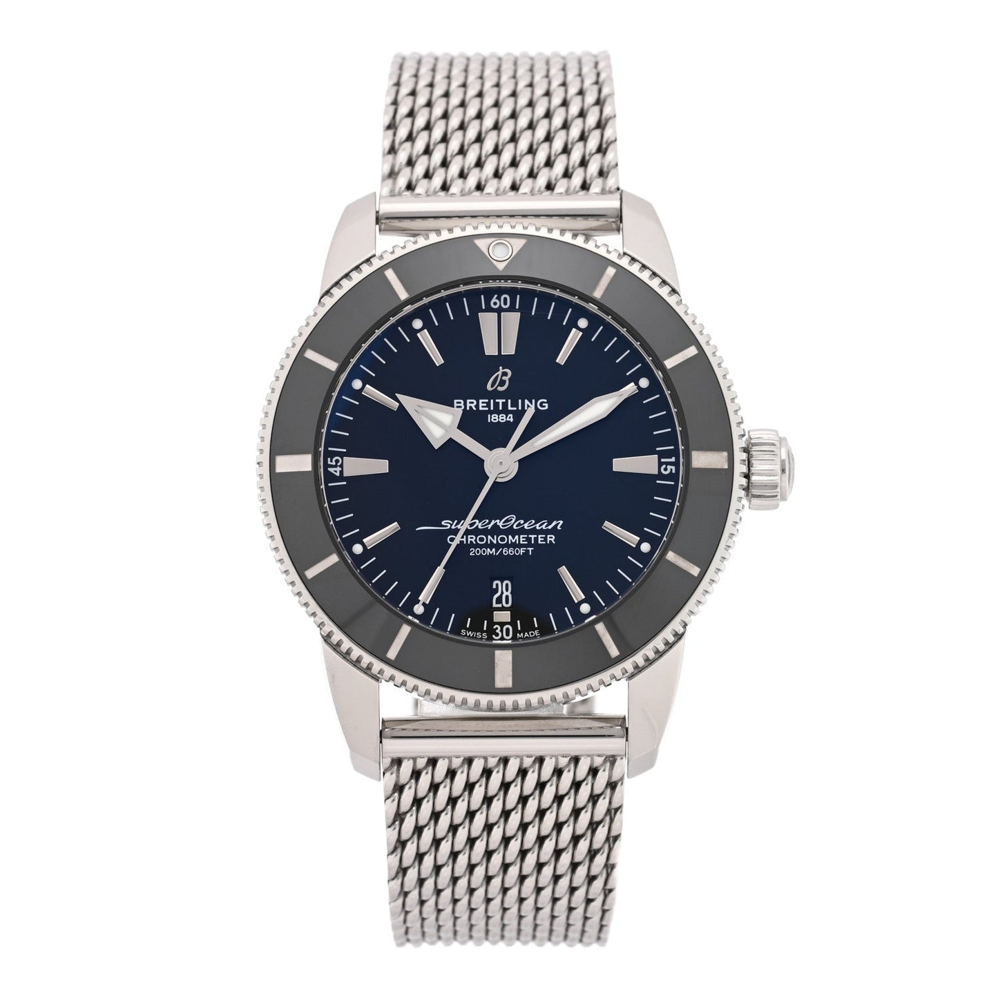Stainless Steel 44mm Superocean Heritage II B20 Automatic Watch Blue AB2030