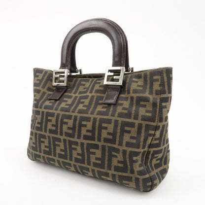 FENDI Zucca Canvas Leather Tote Bag Brown Black 26329 Rovelle Bags
