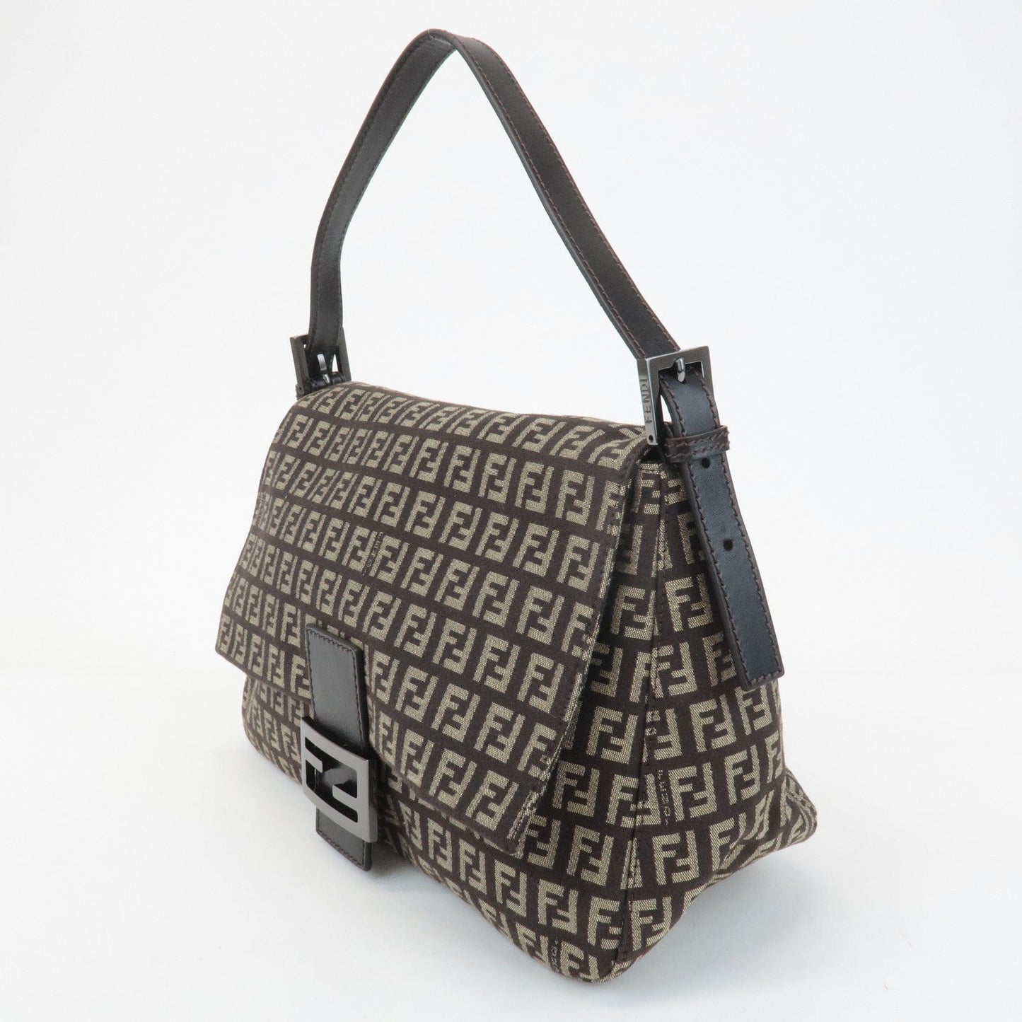FENDI Mamma Baguette Zucchino Canvas Leather Shoulder Bag 8BR001 Rovelle Bags