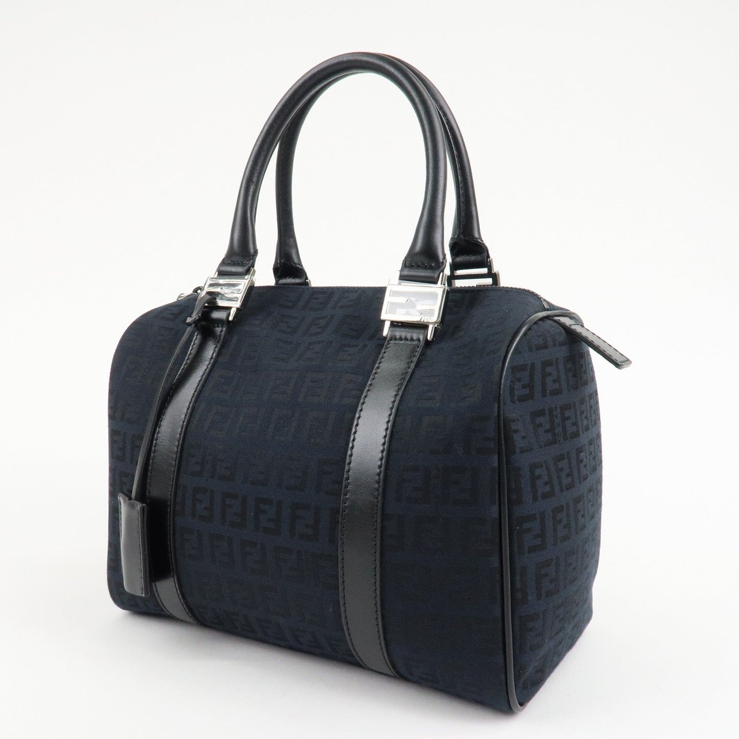 FENDI Zucca PVC Enamel Mini Boston Bag Black 8BL068 Rovelle Bags