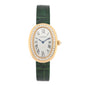 18K Yellow Gold Alligator Diamond Bezel 24mm Baignoire Quartz Watch Green