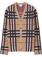 Luxury Burberry Check Technical Cotton Blend Cardigan Archive Beige