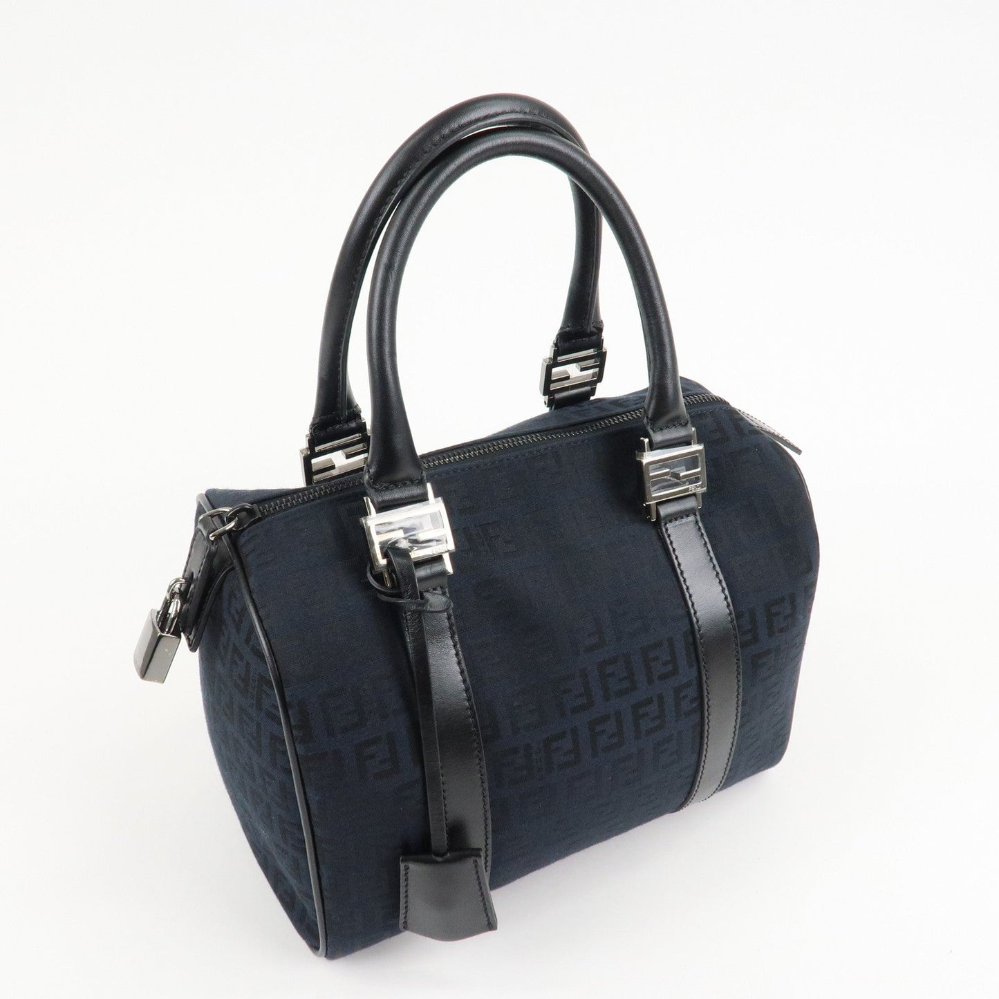FENDI Zucca PVC Enamel Mini Boston Bag Black 8BL068 Rovelle Bags
