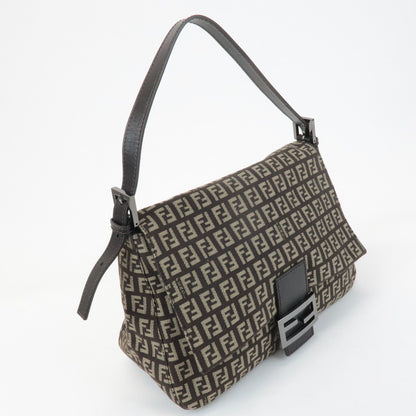 FENDI Mamma Baguette Zucchino Canvas Leather Shoulder Bag 8BR001 Rovelle Bags