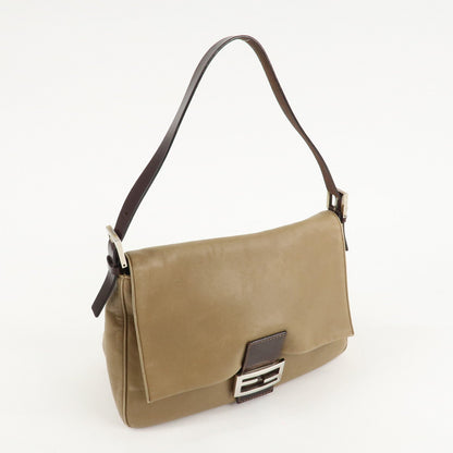 FENDI Mamma Baguette Leather Shoulder Bag Hand Bag Beige Rovelle Bags