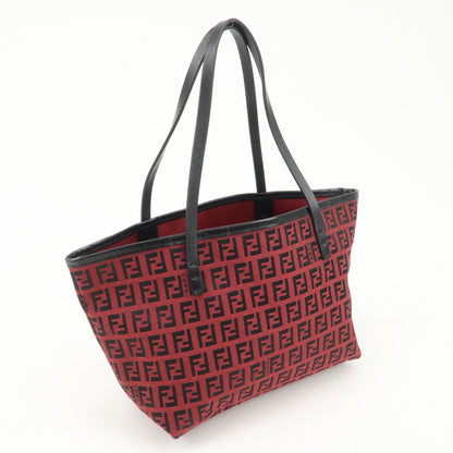 FENDI Zucchino Canvas Leather Mini Tote Bag Red Black 8BH056 Rovelle Bags