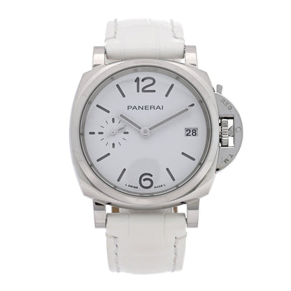 Stainless Steel Alligator 38mm Luminor Due Luna Rossa Automatic Watch White PAM01306