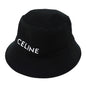 CELINE hat 2AU5B968P.38UB cotton black M 22.8" Gabardine White New logo logo bucket hat unisex(Unisex)