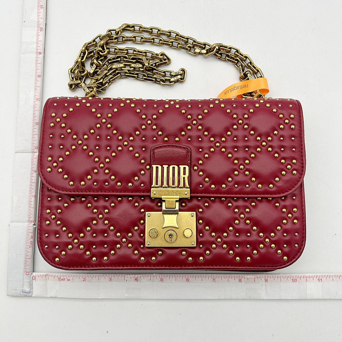 Christian Dior Lambskin Cannage Studded Small Dioraddict Flap Bag Red 2506042411 Rovelle Bags