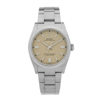 Stainless Steel 36mm Oyster Perpetual Watch Beige 126000