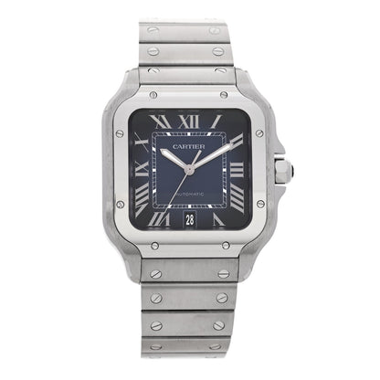 Stainless Steel Alligator 39.8mm Santos De Cartier Automatic Watch Blue