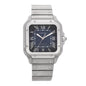 Stainless Steel Alligator 39.8mm Santos De Cartier Automatic Watch Blue