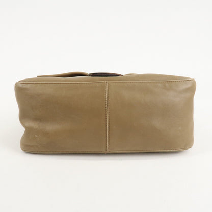 FENDI Mamma Baguette Leather Shoulder Bag Hand Bag Beige Rovelle Bags