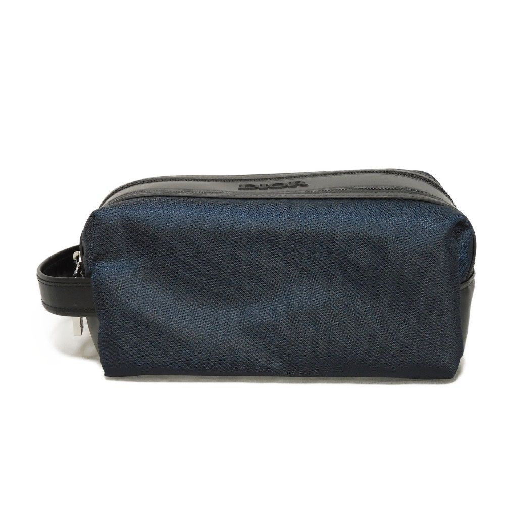 Dior business bag Nylon Navy novelty logo embossed double zip pouch Rovelle Bags