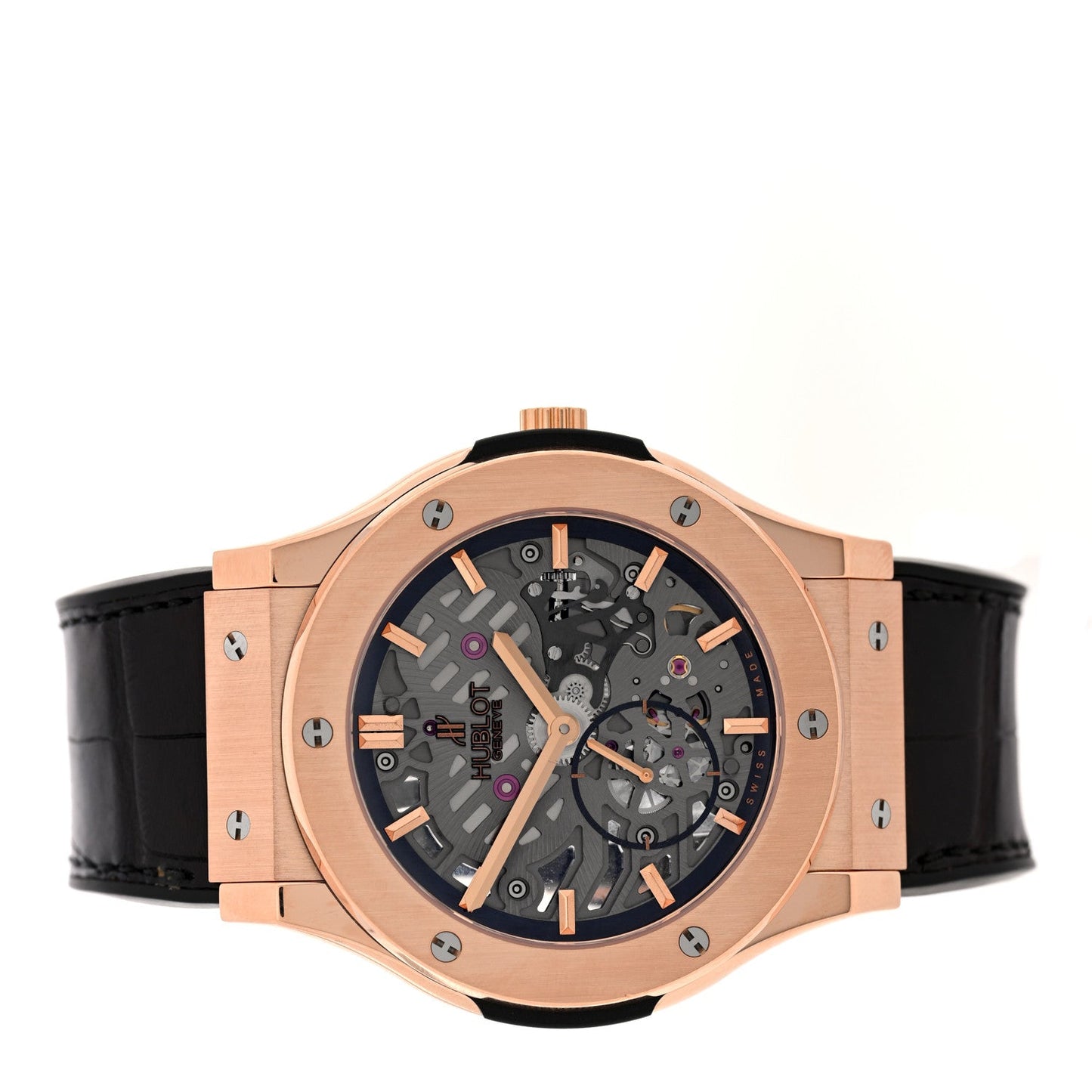 18K Rose Gold Alligator 42mm Classic Fusion Ultra-Thin Manual Winding Watch Grey 545.OX.0180.LR