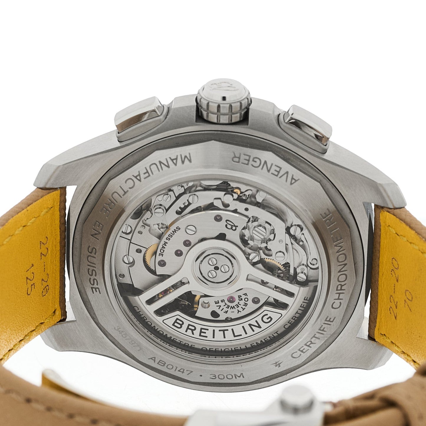 Stainless Steel Calfskin 44mm Avenger B01 Chronograph Automatic Watch Sand AB0147101A1X1