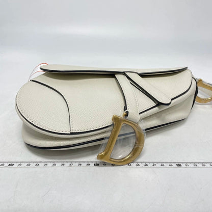 Dior Saddle Medium 2020 Grained Leather Handbag White Rovelle Bags