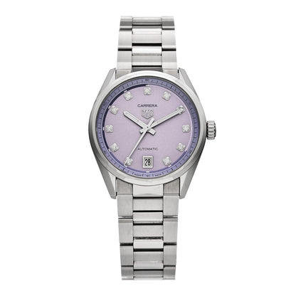 Stainless Steel Diamond 36mm Carrera Date Automatic Watch Purple WBN2319