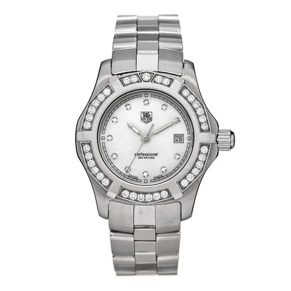 Stainless Steel Diamond Bezel Mother of Pearl 27mm Professional 2000 Quartz Watch WN131J