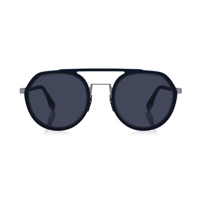 Fendi Sunglasses Round Full Rim, Matte Blue Silver Frame and Blue Lens FE40040U90V Rovelle Bags