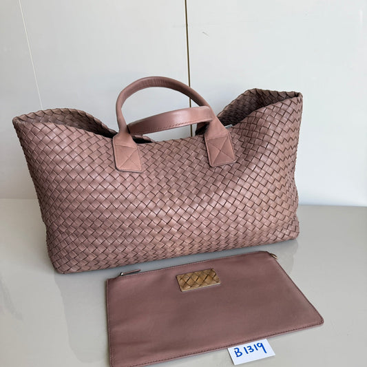 Bottega Veneta Cabat Large Intreccio Leather Tote Bag Pink 42cm