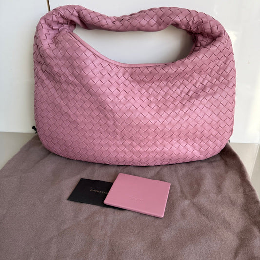 Bottega Veneta Veneta Hobo Small Mauve Pink Intrecciato Leather Bag 40cm